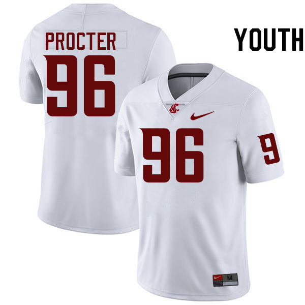 Youth #96 Jack Procter Washington State Cougars College Football Jerseys Stitched-White